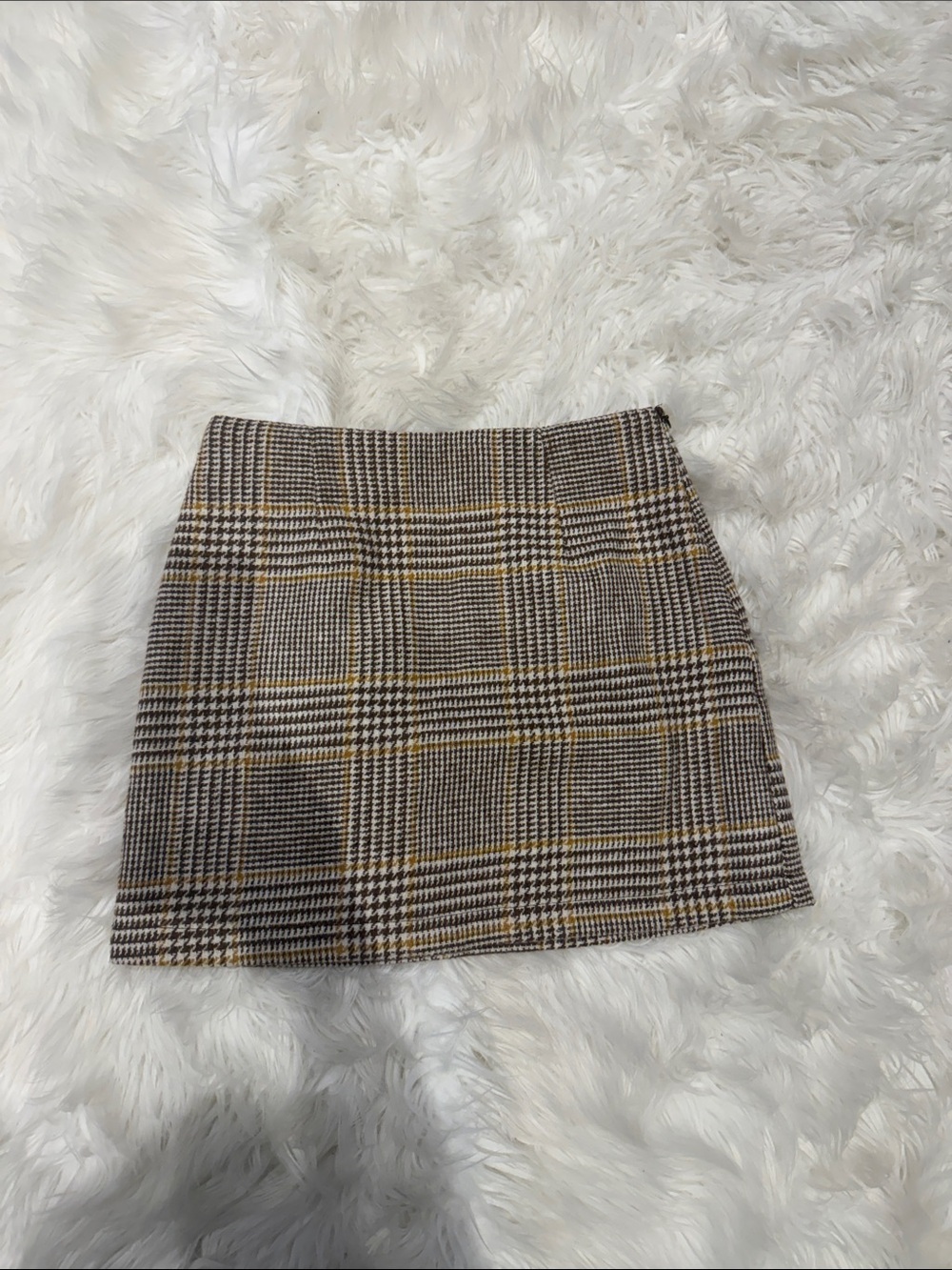 Forever 21 Plaid Mini Skirt in Brown, Tan, and Yellow